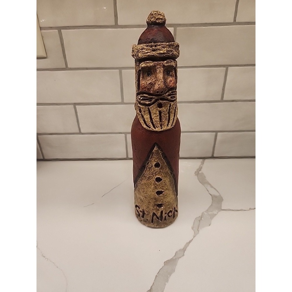 Vintage Rustic Primitive Farmhouse  Carved Santa Claus St. Nick Signed By Artist